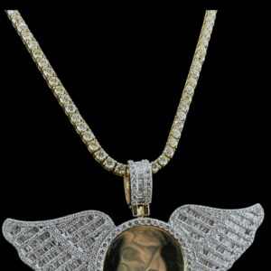 14k Gold Angel Wing Diamond Memorial Pendant